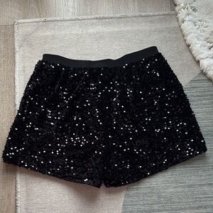 Black Sequin Women's Shorts